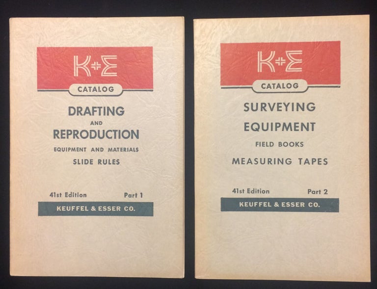 Item #012070 K+E Catalog Drafting and Reproduction Equipment and Materials Slide Rules Part 1 (and) Surveying Equiptment Field Books Measuring Tapes Part 2 (41st edition, 2 volumes). K + E.