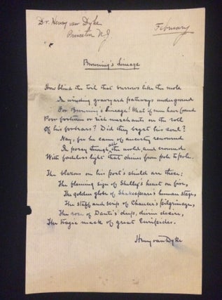 Item #012165 BROWNING'S LINEAGE. Henry Van Dyke