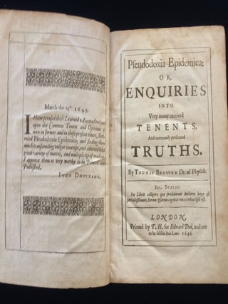 Item #012307 PSEUDODOXIA EPIDEMICA: Or, Enquiries into very many received tenents, and commonly...