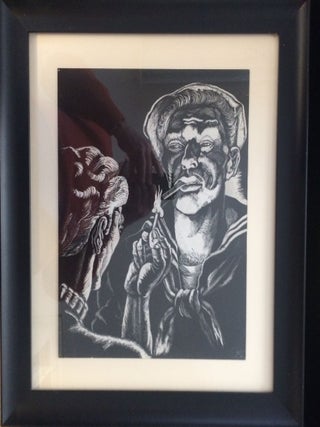 TRIPTYCH OF ORIGINAL SCRATCHBOARDS FOR STEWARD'S UNPUBLISHED TRANSLATION OF JEAN GENET'S QUERELLE
