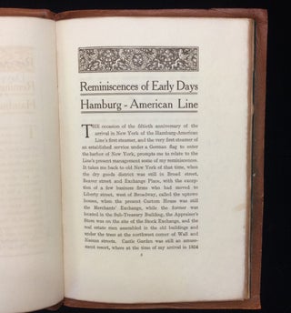 REMINISCENCES OF THE EARLY DAYS OF THE HAMBURG-AMERICAN LINE