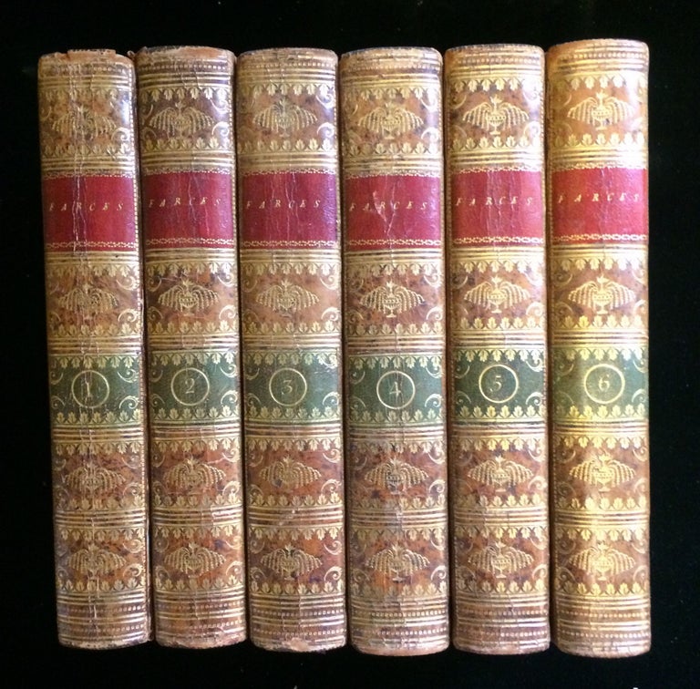 Item #012594 A COLLECTION OF THE MOST ESTEEMED FARCES AND ENTERTAINMENTS PERFORMED ON THE BRITISH STAGE (6 volumes complete). Samuel Fooote David Garrick, Isaac Bickerstaff, George Coleman, Henry Fielding.