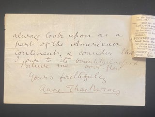 UNDATED ANS FROM ANNE THACKERAY TO AMERICAN BUYERS OF "THE ANGEL"