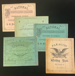 Item #012729 LOT OF 5 JUVENILE WRITING AND DRAWING BOOKS c1860-70. Thomas . P. R. Spencer Monk,...