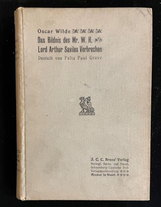 Item #013011 DAS BLINDIS DES MR. W. H. : LORD ARTHUR SAVILES VERBRECHEN. translation,...