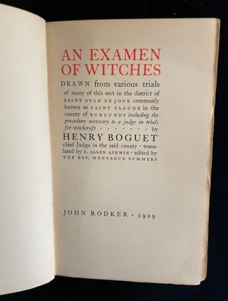 An Examen Of Witches [Discours Des Sorciers]