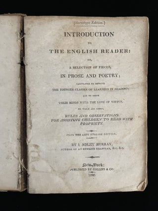 Item #013286 Introduction to the English reader: or, A selection of pieces in prose and poetry...
