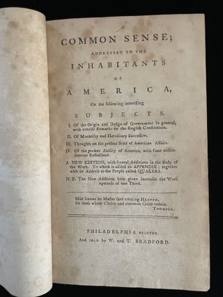 COMMON SENSE, THE RIGHTS OF MAN, RIGHTS OF MAN PART THE SECOND, DISSERTATIONS ON GOVERNMENT..., LETTER ADDRESSED TO ABBE RAYNAL..., and four other pamphlets of the same period.