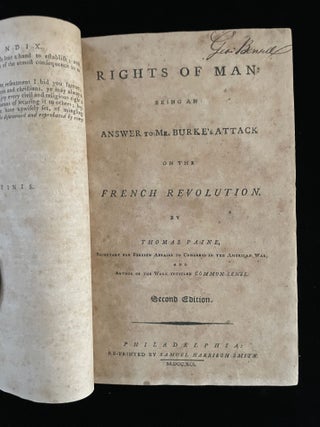 COMMON SENSE, THE RIGHTS OF MAN, RIGHTS OF MAN PART THE SECOND, DISSERTATIONS ON GOVERNMENT..., LETTER ADDRESSED TO ABBE RAYNAL..., and four other pamphlets of the same period.