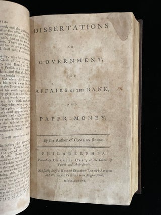 COMMON SENSE, THE RIGHTS OF MAN, RIGHTS OF MAN PART THE SECOND, DISSERTATIONS ON GOVERNMENT..., LETTER ADDRESSED TO ABBE RAYNAL..., and four other pamphlets of the same period.
