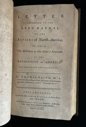 COMMON SENSE, THE RIGHTS OF MAN, RIGHTS OF MAN PART THE SECOND, DISSERTATIONS ON GOVERNMENT..., LETTER ADDRESSED TO ABBE RAYNAL..., and four other pamphlets of the same period.