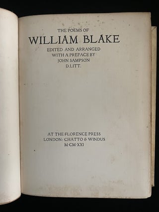 Item #013751 THE POEMS OF WILLIAM BLAKE. William. Sampson Blake, John