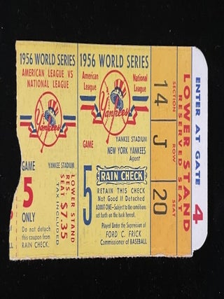 YANKEES vs DODGERS 1956 WORLD SERIES OFFICIAL PROGRAM w/ Game 5 ticket stub