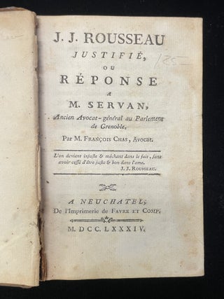 J. J. ROUSSEAU JUSTIFIE OU RESPONSE M. ERVAN, ANCIEN AVOCAT-GENERAL AU PARLENEGE DE GRNOBLE